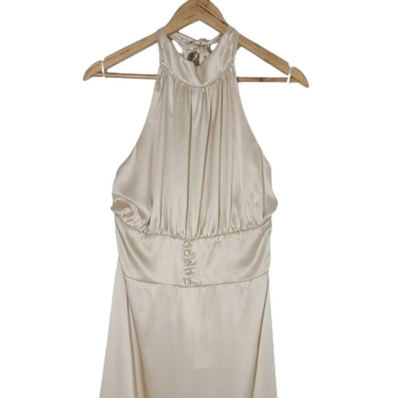 Reformation Kailey Almond Silk Midi Dress Womens Bridesmaid Party Halter Dress 8 - Picture 6 of 16